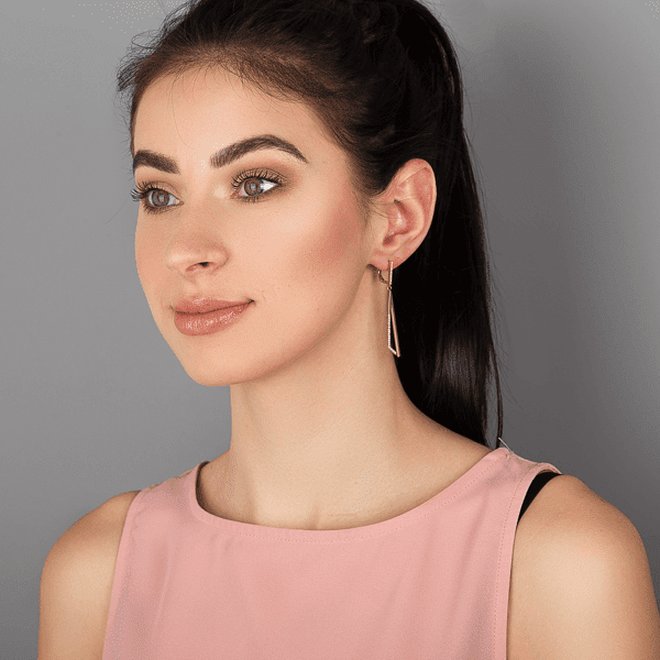 Золотые серьги с фианитами Геометрия 030738 Золотые серьги с фианитами Геометрия 030738