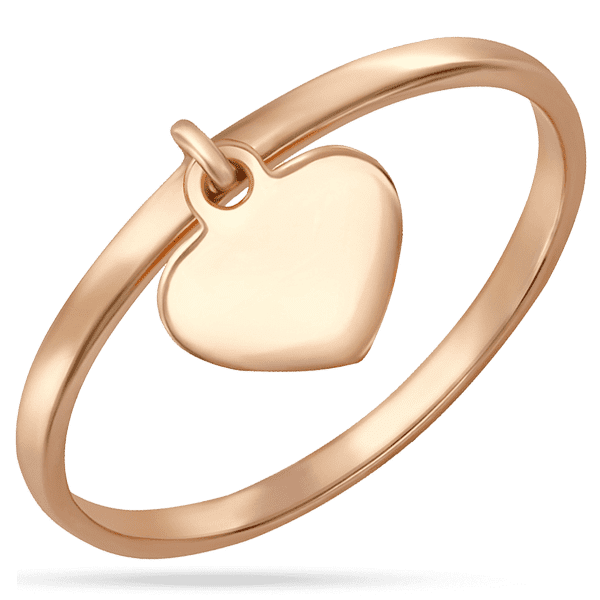 Нежное кольцо в красном золоте с подвесным сердцем 039168 детальное изображение ювелирного изделия Золотые кольца без вставок Нежное кольцо в красном золоте с подвесным сердцем 039168 детальное изображение ювелирного изделия Золотые кольца без вставок