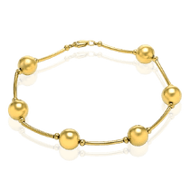 обзорное фото Браслет на руку из желтого золота Шарики 033393  Золотые браслеты