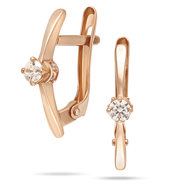 Лаконичные серьги золотые с бриллиантами 035986 детальное изображение ювелирного изделия Золотые серьги с бриллиантами
