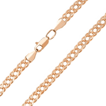 обзорное фото Цепочка двойной Ромб из красного золота 035462 Золотые цепочки обзорное фото Цепочка двойной Ромб из красного золота 035462  Золотые цепочки