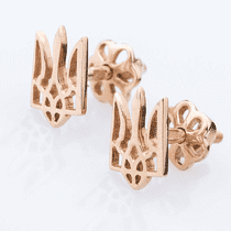 обзорное фото Золотые серьги гвоздики Герб Украины 031404 Золотые серьги без вставок обзорное фото Золотые серьги гвоздики Герб Украины 031404  Золотые серьги без вставок