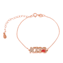 обзорное фото Серебряный браслет "Kiss" с фианитами 024903  Серебряные женские браслеты