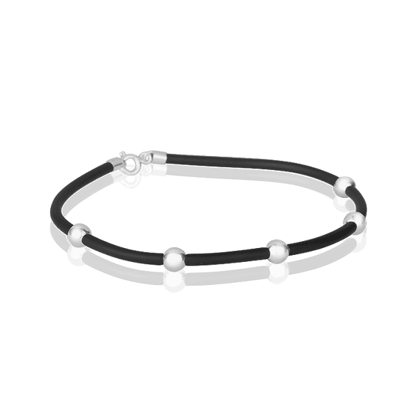 Стильный серебряный браслет с каучуком шарики 028445 детальное изображение ювелирного изделия Серебряные женские браслеты Стильный серебряный браслет с каучуком шарики 028445 детальное изображение ювелирного изделия Серебряные женские браслеты