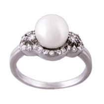 обзорное фото Серебряное кольцо с жемчугом 4187  Серебряные кольца