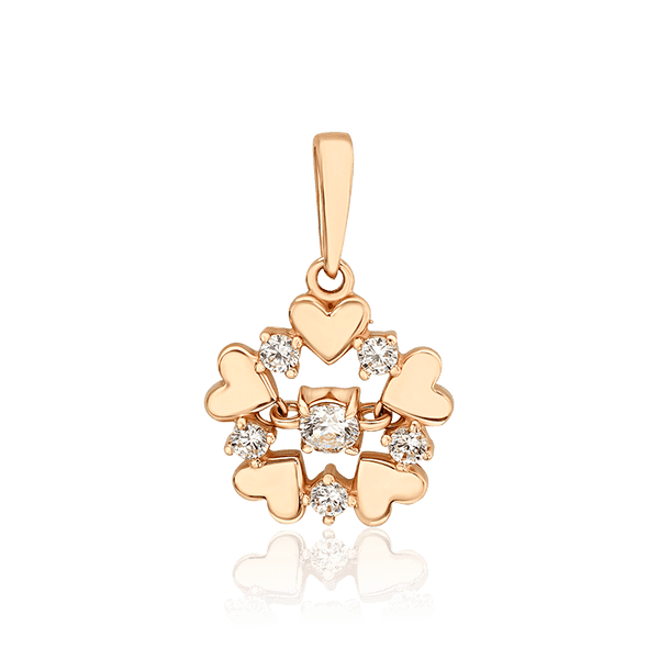 Золотой кулон з фианитами Сердца 034500 детальное изображение ювелирного изделия Золотые подвески Золотой кулон з фианитами Сердца 034500 детальное изображение ювелирного изделия Золотые подвески