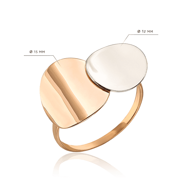 кольцо глянцевые круги из красного и белого золота кольцо глянцевые круги из красного и белого золота
