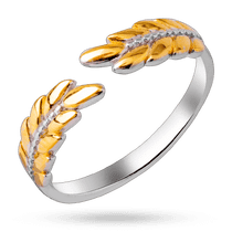 обзорное фото Серебряное кольцо с желтыми колосками разомкнутое 040551  Кольца с позолотой