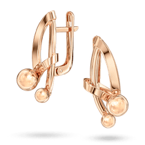 обзорное фото Изящные золотые серьги с геометрическим дизайном и шариками на английской застежке 041240 Золотые серьги без вставок обзорное фото Изящные золотые серьги с геометрическим дизайном и шариками на английской застежке 041240  Золотые серьги без вставок