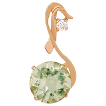 обзорное фото Золотой кулон с зеленым аметистом 023712 Золотые кулоны с аметистом обзорное фото Золотой кулон с зеленым аметистом 023712  Золотые кулоны с аметистом