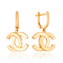 обзорное фото Золотые серьги подвески 034525  Золотые серьги