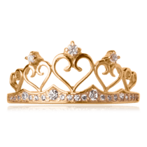 обзорное фото Кольцо Корона из золота с фианитами 025702  Золотые кольца Короны