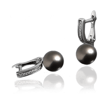 обзорное фото Серьги из белого золота с жемчугом и бриллиантами 023102 Золотые серьги с жемчугом обзорное фото Серьги из белого золота с жемчугом и бриллиантами 023102  Золотые серьги с жемчугом