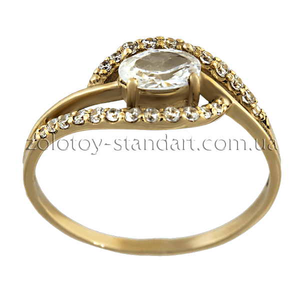 Золотое кольцо с цирконием 310442 детальное изображение ювелирного изделия Золотые кольца с фианитом