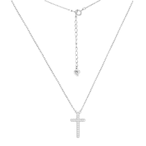обзорное фото Серебряное колье с крестиком 024719 Серебряные колье обзорное фото Серебряное колье с крестиком 024719  Серебряные колье