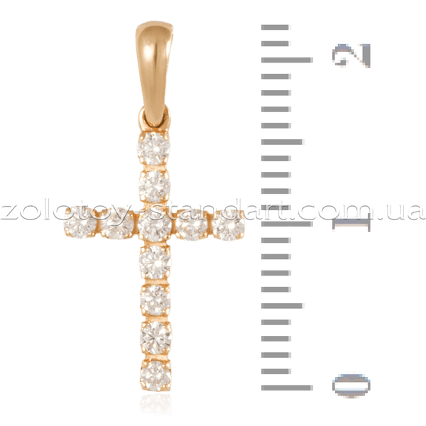 Золотой подвес с бриллиантом крестик P0366 Золотой подвес с бриллиантом крестик P0366