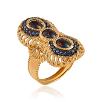 обзорное фото Золотое кольцо массивное с опалом Семирамида 034142  Золотые кольца