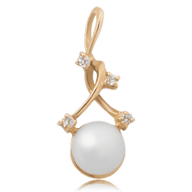 обзорное фото Золотой подвес с жемчугом 488405 Золотые кулоны с жемчугом обзорное фото Золотой подвес с жемчугом 488405  Золотые кулоны с жемчугом