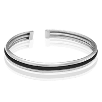 обзорное фото Серебряный браслет 925 с каучуковой вставкой 034557 Серебряные браслеты обзорное фото Серебряный браслет 925 с каучуковой вставкой 034557  Серебряные браслеты