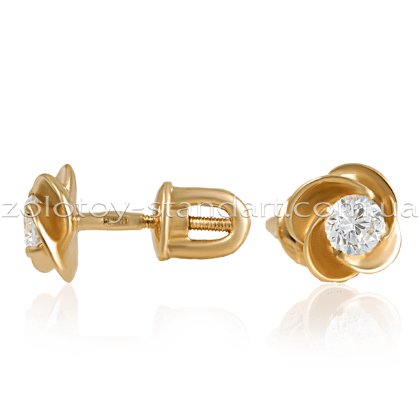 Золотые серьги гвоздики Цветы 387 детальное изображение ювелирного изделия Серьги с камнями Золотые серьги гвоздики Цветы 387 детальное изображение ювелирного изделия Серьги с камнями