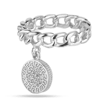 обзорное фото Серебряное кольцо в стиле Versace с фианитами 027941  Серебряные кольца со вставками
