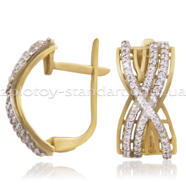 Золотые серьги 21144 детальное изображение ювелирного изделия Золотые серьги с фианитом Золотые серьги 21144 детальное изображение ювелирного изделия Золотые серьги с фианитом