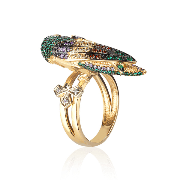 Золотое женское кольцо Попугай купить Золотое женское кольцо Попугай купить