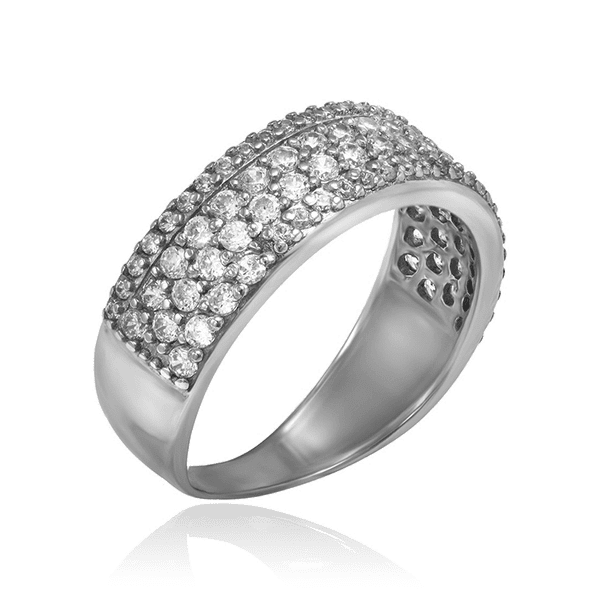 кольцо с россыпью фианитов серебро