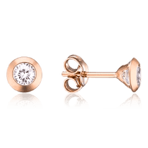 обзорное фото Серьги гвоздики золотые с фианитом 035842  Золотые серьги пуссеты