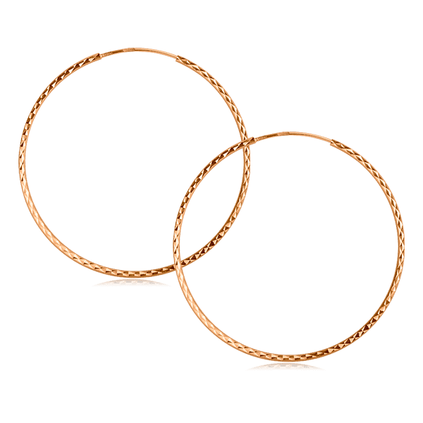 Золотые серьги кольца с алмазной гранью 80001 детальное изображение ювелирного изделия Золотые серьги кольца (конго) 