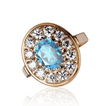 обзорное фото Золотое кольцо Маргарет с голубым топазом 033556  Золотые кольца