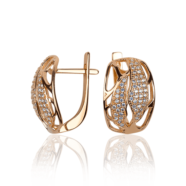 Серьги массивные из красного золота 032174 детальное изображение ювелирного изделия Золотые серьги с фианитом Серьги массивные из красного золота 032174 детальное изображение ювелирного изделия Золотые серьги с фианитом