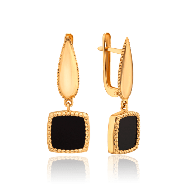 Серьги с агатом в красном золоте 034131 детальное изображение ювелирного изделия Золотые серьги