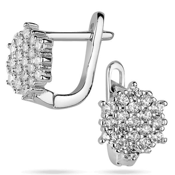 Маленькие детские серьги с белыми фианитами на английской застежке 039549 детальное изображение ювелирного изделия Детские серебряные серьги  Маленькие детские серьги с белыми фианитами на английской застежке 039549 детальное изображение ювелирного изделия Детские серебряные серьги