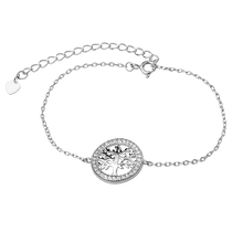 обзорное фото Серебряный браслет на руку Дерево Жизни с белыми фианитами 925 пробы 039713  Серебряные женские браслеты