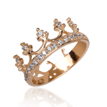 обзорное фото Золотое кольцо в виде Короны с фианитами 032157  Золотые кольца с фианитом