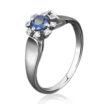 обзорное фото Кольцо из белого золота с сапфиром и бриллиантами 1005/1 Золотые кольца с сапфиром обзорное фото Кольцо из белого золота с сапфиром и бриллиантами 1005/1  Золотые кольца с сапфиром