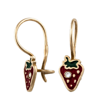 обзорное фото Золотые серьги Клубнички 21099  Серьги с камнями