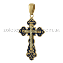 обзорное фото Золотой крестик с эмалью 505001с  Золотые крестики