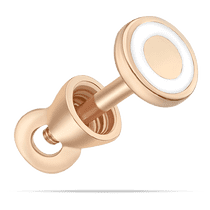 обзорное фото Золотая единичная пуссета с белой эмалью 040437 Золотые серьги с эмалью обзорное фото Золотая единичная пуссета с белой эмалью 040437  Золотые серьги с эмалью