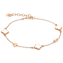 обзорное фото Золотой браслет Клевер и монетки с белой эмалью, универсальный размер 037696 Женские золотые браслеты обзорное фото Золотой браслет Клевер и монетки с белой эмалью, универсальный размер 037696  Женские золотые браслеты