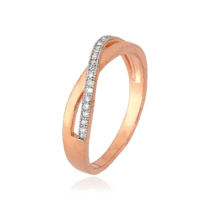 обзорное фото Позолоченное серебряное кольцо с фианитами 031253  Кольца с позолотой