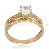 обзорное фото Золотое кольцо с цирконием 1429  Золотые кольца с фианитом