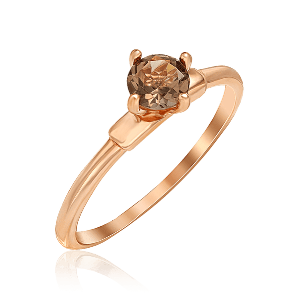 Лаконічна золота каблучка з димчастим кварцем 036790 детальне зображення ювелірного виробу Лаконічна золота каблучка з димчастим кварцем 036790 детальне зображення ювелірного виробу