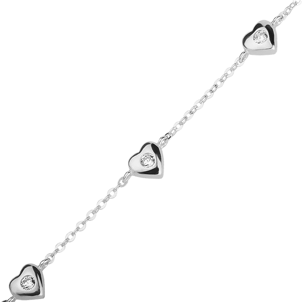 Серебряный браслет на ногу Сердечки с фианитами Серебряный браслет на ногу Сердечки с фианитами