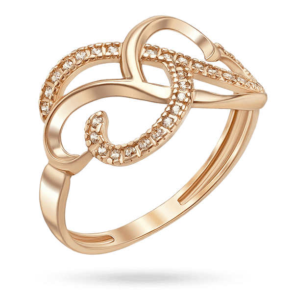 Кільце в червоному золоті з фіанітами Кільце в червоному золоті з фіанітами