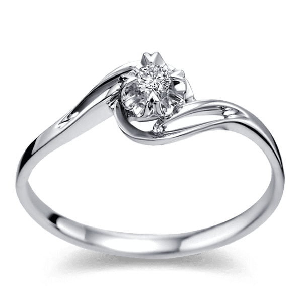 Каблучка для заручин з діамантом із білого золота 024526 детальне зображення ювелірного виробу Каблучка для заручин з діамантом із білого золота 024526 детальне зображення ювелірного виробу