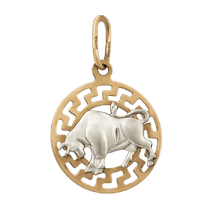 обзорное фото Золотой кулон знак зодиака Телец 63134 Золотые подвески знаки зодиака обзорное фото Золотой кулон знак зодиака Телец 63134  Золотые подвески знаки зодиака