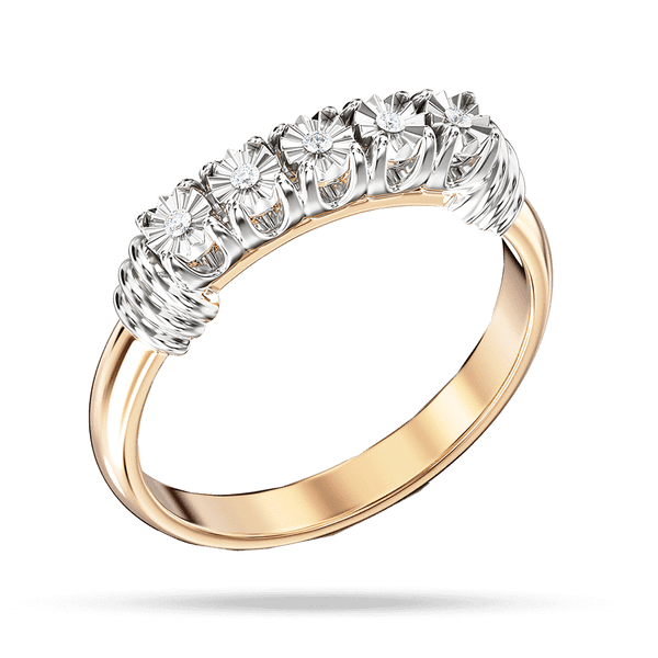 Золотое кольцо с цветами и бриллиантами  Золотое кольцо с цветами и бриллиантами