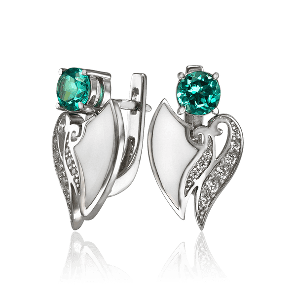 Серебряные серьги с фианитами и белой эмалью 034888 детальное изображение ювелирного изделия Серебряные серьги Серебряные серьги с фианитами и белой эмалью 034888 детальное изображение ювелирного изделия Серебряные серьги